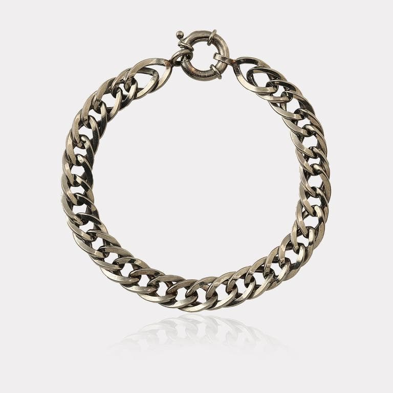 Gümüş İç İçe Geçmeli Zincir Erkek Bileklik