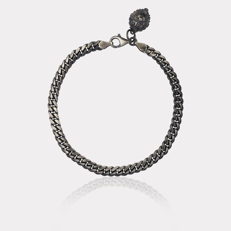 Gümüş Aslan Figürlü Erkek Bileklik