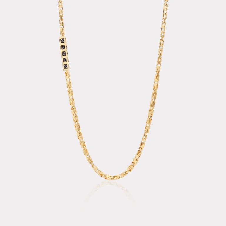 14 Ayar Sarı Altın 0,14 Karat Pırlanta Taşlı Erkek Kolye