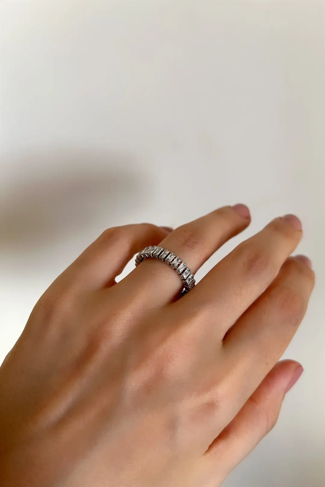 Baguette Zirkon Çelik Yüzük