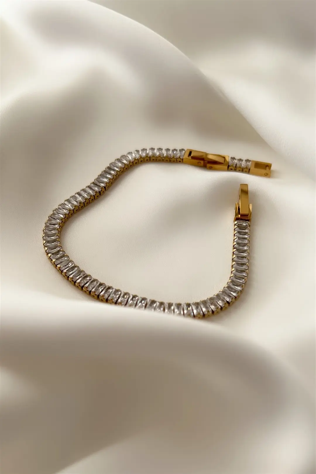 Baguette Zircon Çelik Bileklik