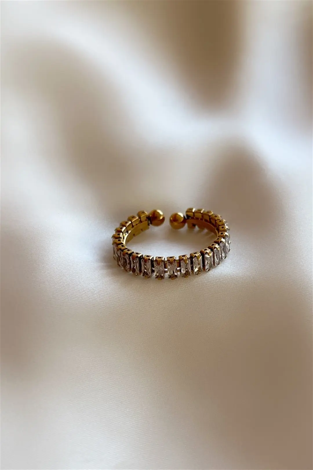 Baguette Zircon Çelik Yüzük