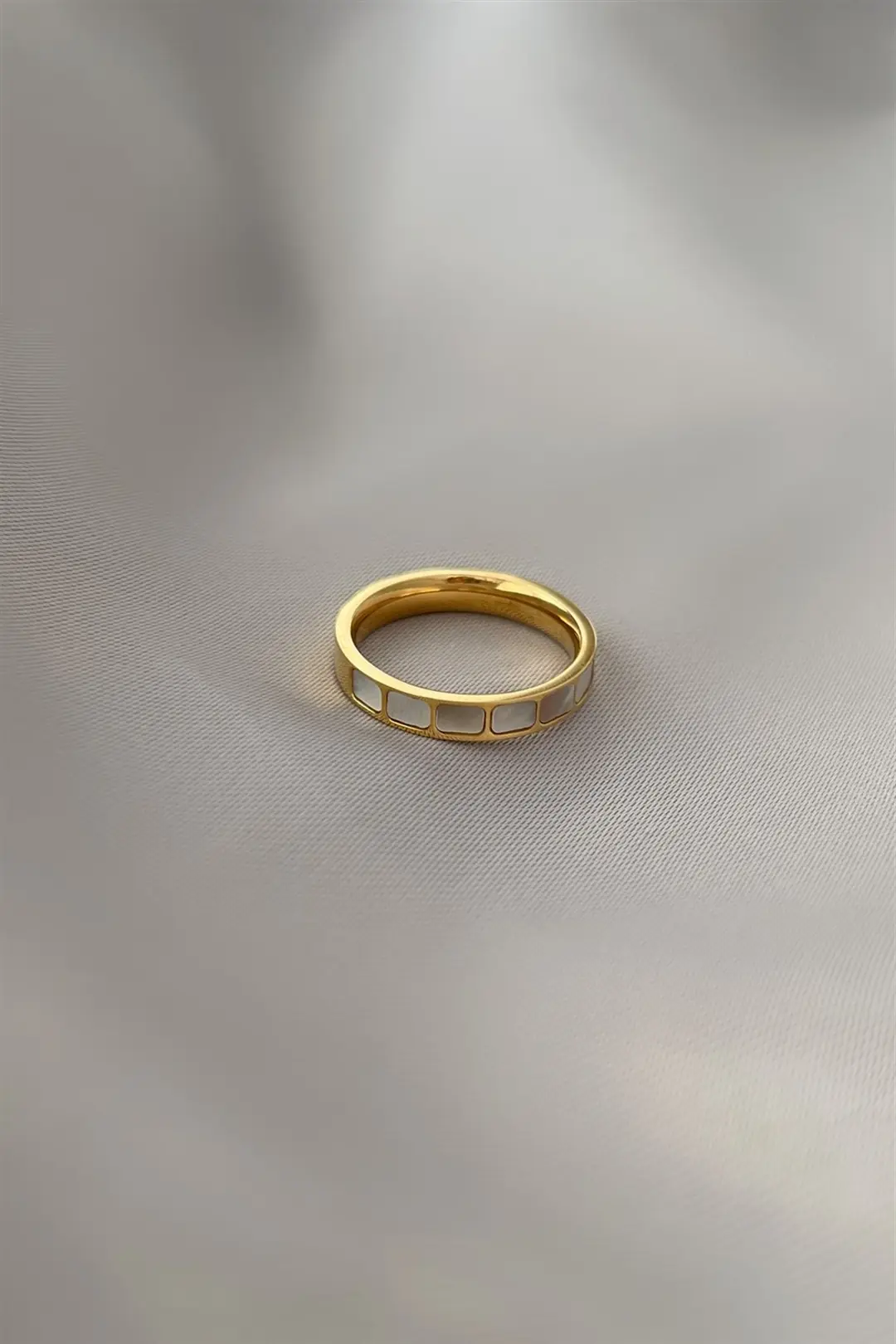 Bakla Sedefli Çelik Yüzük