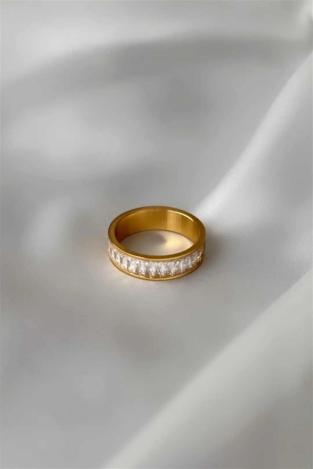 Baguette Zircon Çelik Yüzük