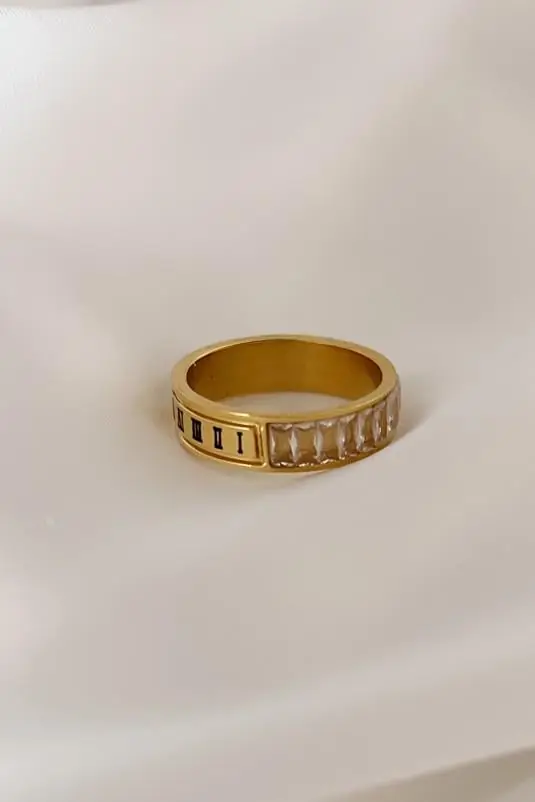 Baguette Zircon Çelik Yüzük
