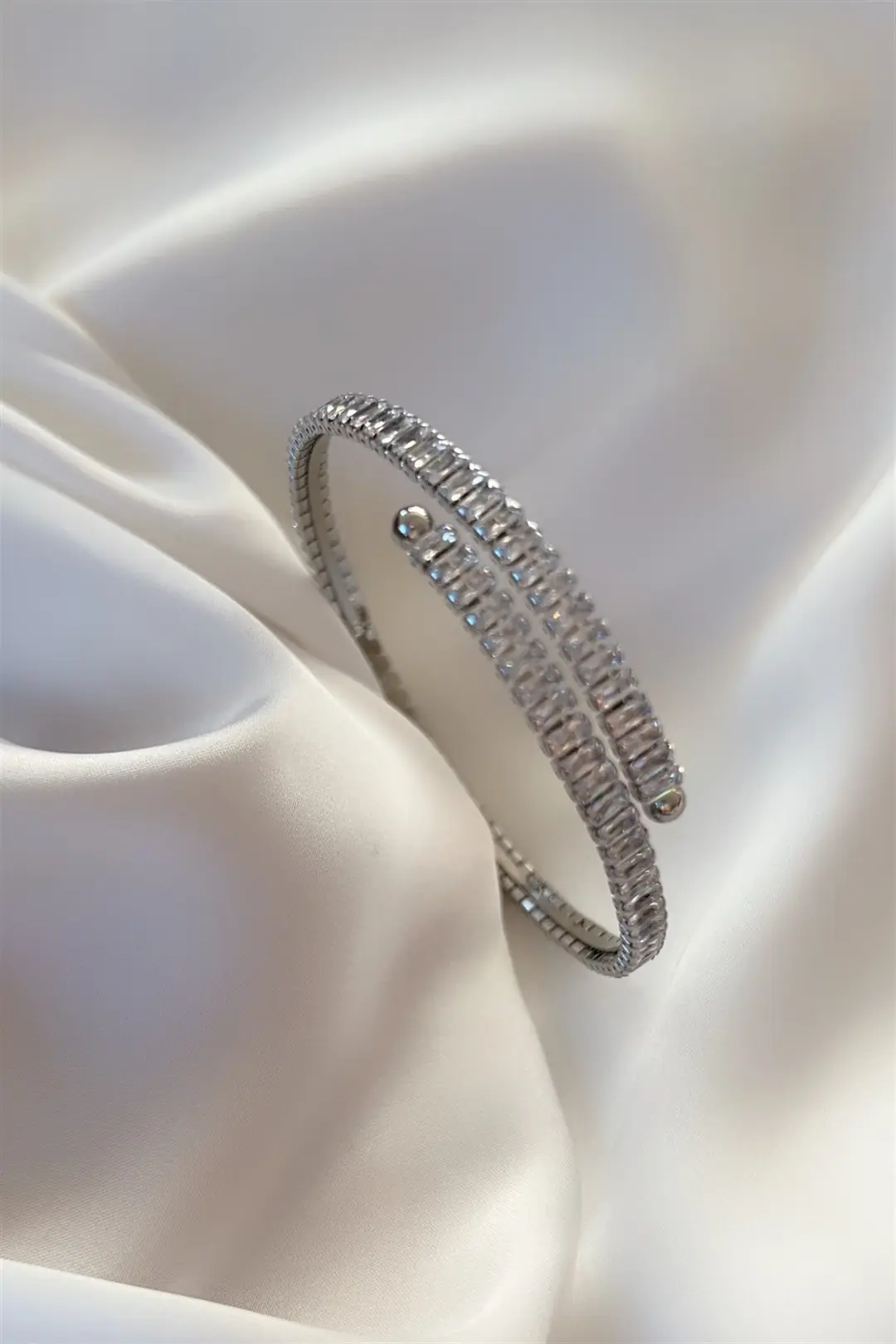 Baguette Zircon Çelik Bileklik