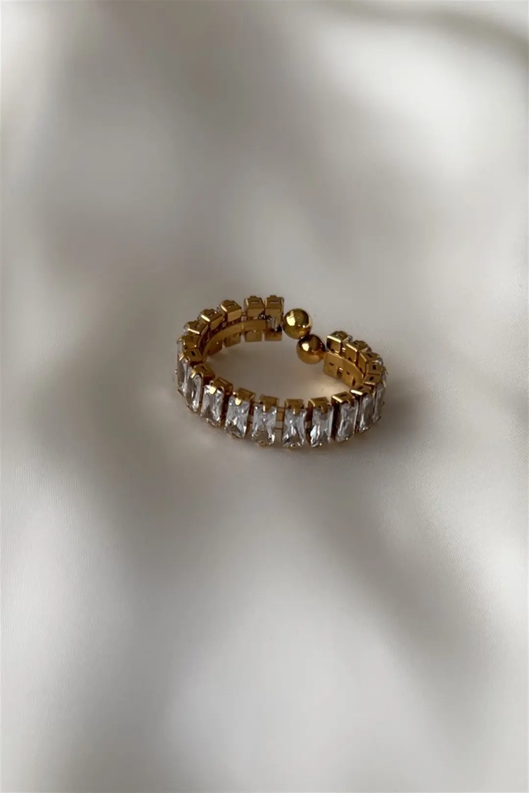 Baguette Zircon Çelik Yüzük