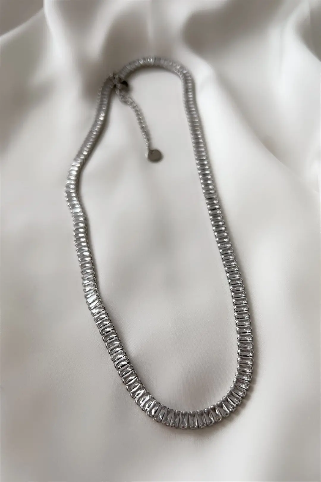 Baguette Zircon Çelik Kolye