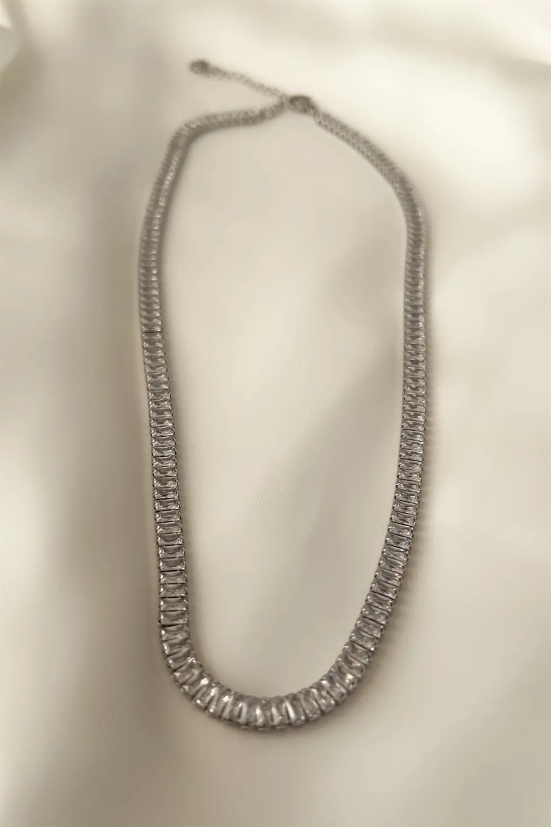 Baguette Zircon Çelik Kolye