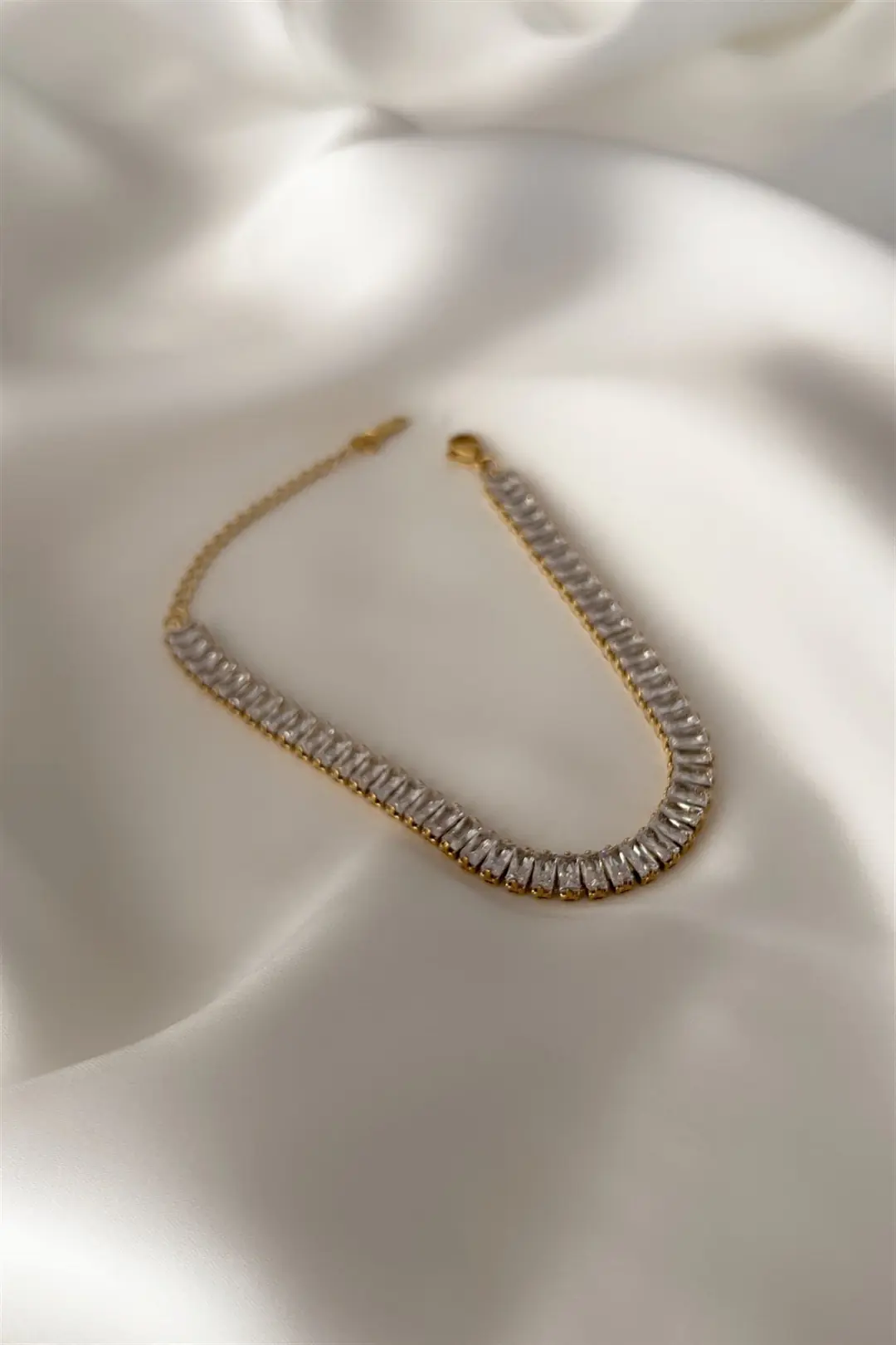 Baguette Zircon Çelik Bileklik