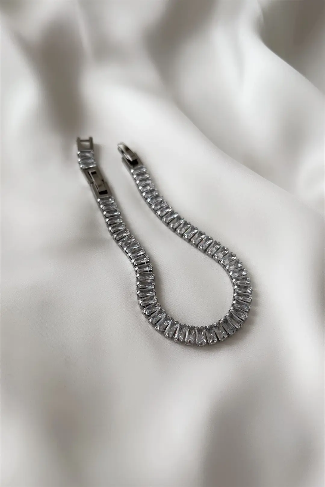 Baguette Zircon Çelik Bileklik